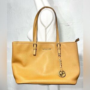MICHAEL KORS MUSTARD LEATHER TOTE SHOULDER BAG